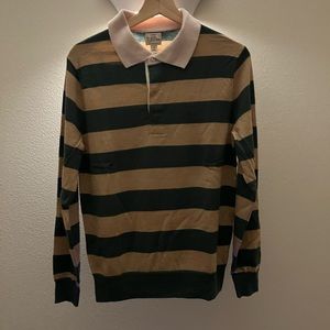 J. Crew Green and Tan Striped Men's Shirt